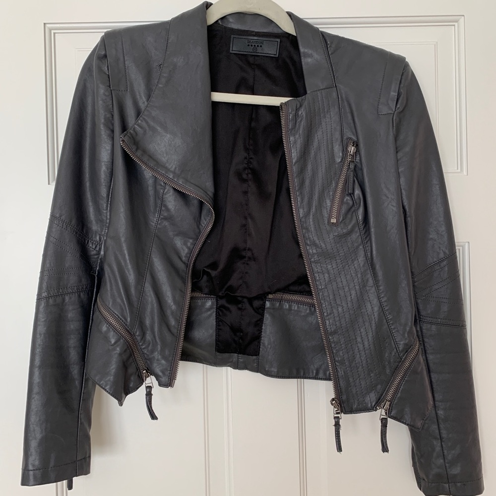 Blank NYC grey leather short jacket